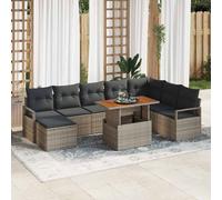 vidaXL Set Divano da Giardino 9 pcs Grigio Poly Rattan