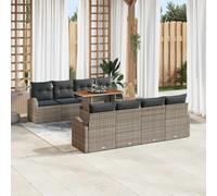 vidaXL Set Divano da Giardino 9 pcs Grigio Poly Rattan