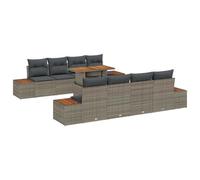 vidaXL Set da Giardino in 9 Pezzi con Cuscini Grigi in Rattan Sintetico - Perfetto per Patio e Balcone! Mobili Modulari e Resistente alle Intemperie per Un Lounge Suite Comoda.