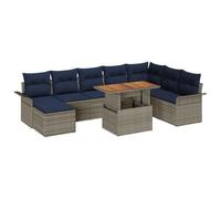 vidaXL Set Divano da Giardino 9 pcs Grigio Poly Rattan