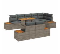 vidaXL Set di divani da Giardino 9 Pezzi con Cuscini in Rattan Grigio, Perfetto per Patio e Balcone. Stile Comodo e alla Moda per 5 Persone, Ideale per Lounge, terrazza e momenti di Relax.