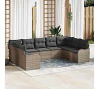 vidaXL Set Divano da Giardino 9 pcs Grigio polyrattan