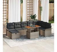 vidaXL Set Divano da Giardino 9 pcs Grigio polyrattan