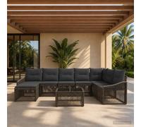 vidaXL Set Divano da Giardino 9 pcs Grigio polyrattan, Divano da esterno moderno, resistente alle intemperie, design modulare, piedi regolabili, comfort in giardino