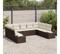 vidaXL Set Divano da Giardino 9 pcs Marrone e Crema Polyrattan