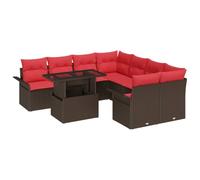vidaXL Set Divano da Giardino 9 pcs Marrone Rattan in Polipropilene, Set di mobili da esterno moderno, modulare, in rattan sintetico, divano per giardino e terrazzo