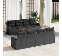 vidaXL Set Divano da Giardino 9 pcs Nero