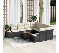 vidaXL Set Divano da Giardino 9 pcs Nero e bianco