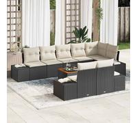 vidaXL Set Divano da Giardino 9 pcs Nero e bianco