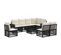 vidaXL Set Divano da Giardino 9 pcs Nero e Bianco Crema polyrattan