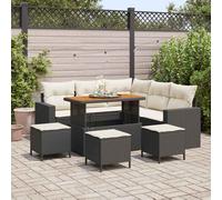 vidaXL Set Divano da Giardino 9 pcs Nero e crema 110 x 55 x 71 cm