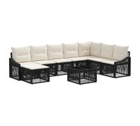 vidaXL Set Divano da Giardino 9 pcs Nero polyrattan