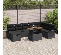vidaXL Set Divano da Giardino 9 pcs Nero polyrattan