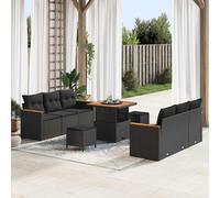 vidaXL Set Divano da Giardino 9 pcs Nero polyrattan