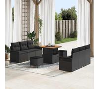 vidaXL Set Divano da Giardino 9 pcs Nero polyrattan