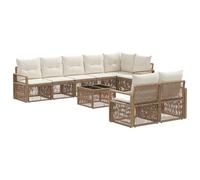 vidaXL Set divano da giardino 9 pezzi beige polyrattan, divano da giardino modulare, resistente alle intemperie, per rilassarsi all'aperto, stile moderno, in rattan
