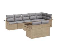 vidaXL Set Divano da Giardino 9 Pezzi con Cuscini Beige e Grigio - Design Modulare in Rattan Resistente alle Intemperie, Grande capacità di Seduta per Mobili da Esterno, Patio, Lounge e Terrazza