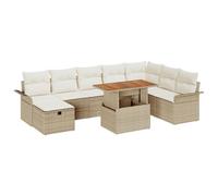 vidaXL Set Divano da Giardino 9 Pezzi con Cuscini Beige in polirattan e Bianco Crema. Mobili da Esterno Resistenti, Perfetti per ottimizzare Il Tuo Spazio all'aperto, Come Sezione per Divano o balco