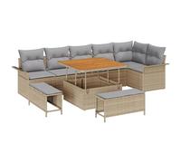 vidaXL Set Divano da Giardino 9 Pezzi con Cuscini Beige in Polyrattan Seduta Esternamente Fantastica Ideale per Patii e Giardini Materiali Resistenti ai Raggi UV Coperture Rimovibili Mobili da Patio