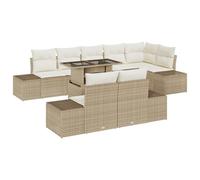 vidaXL Set Divano da Giardino 9 Pezzi con Cuscini Beige in Rattan Sintetico