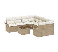 vidaXL Set Divano da Giardino 9 Pezzi con Cuscini Beige in Rattan Sintetico, Modulari e Resistenti alle Intemperie, per 6 Persone, Mobili da Patio Versatili per Balcone e Terrazzo, Ampio e Comodo