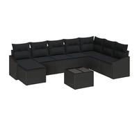 vidaXL Set Divano da Giardino con Cuscini Nero Polyrattan Soggiorno Esterno Modulare Mobili Patio Sezionale Sedia Lounge