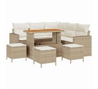 vidaXL Set Divano da Giardino 9 Pezzi con Cuscini Beige Rattan Mobilio Esterno Resistente ai Raggi UV e Impermeabile Design Moderno e Stiloso per Disposizioni di Seduta Patio Balcone di Lusso