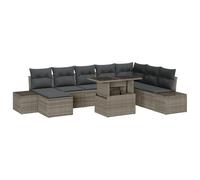 vidaXL Set di 9 divani da giardino modulari con morbidi cuscini in rattan sintetico, per 8 persone con spazio di archiviazione integrato, ideale per patio e ponti