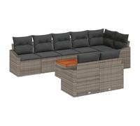 vidaXL Set di 9 divani da giardino con cuscino grigio in rattan di acacia per esterni patio mobili per balconi spaziosi posti a sedere 8 persone comodo divano angolare modulare