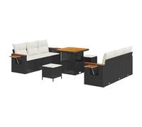 vidaXL Set Divano da Giardino 9 Pezzi con Cuscini in Crema e Nero, Mobili da Rattan per Esterni, Assemblaggio Fai-da-Te, Divano Modulare, Posti 2 Loveseat