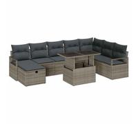 vidaXL Set Divano da Giardino 9 Pezzi con Cuscini in Grigio Rattan Polimerico Resistente ai Raggi UV con Seduta Spaziosa per 6 Persone Include Tavolo da caffè Regolabile all'aperto