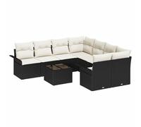 vidaXL Set Divano da Giardino 9 Pezzi con Cuscini in Rattan Sintetico Nero. Divano modulare per 6 Persone, Perfetto per Esterni. Mobili da Patio Resistenti alle intemperie, Sezione Versatile per BALC