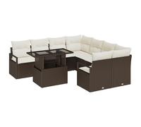 vidaXL Set Divano da Giardino 9 Pezzi con Cuscini Marroni e Panna, in Rattan Sintetico, con Piedi Regolabili, Seduta Super Comoda, Design Moderno, Perfetto per Patio e terrazze, Ideale per Living e p