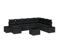 vidaXL Set di 9 divani da giardino in polyrattan, per esterni, con cuscino e tavolino, modulare ad angolo, continenti, contemporaneo, balcone, sezione, divano, patio, resistente alle intemperie