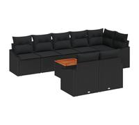 vidaXL Set Divano da Giardino 9 Pezzi con Cuscini Neri in Rattan Sintetico e Legno di Acacia - Arredo Esterno per Patio e Balcone, Comodo e Modular