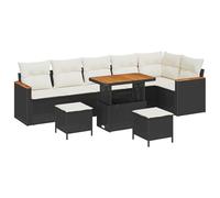 vidaXL Set Divano da Giardino 9 Pezzi con Cuscini Nero e Crema Bianca Polirattan Elegante Resistente alle Intemperie Seduta Spaziosa per 6 Persone Facile Manutenzione. Fiera di Lounge Sezionale Patio