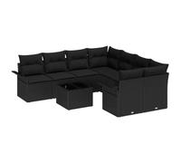vidaXL Set Divano da Giardino 9 Pezzi con Cuscini Nero Polyrattan Divano Modular Outdoor per 8 Persone Resistente alle Intemperie Mobili da Patio Elegante Sezionale Balcone Comodi E Flessibili