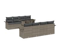 vidaXL Set Divano da Giardino 9 Pezzi con Cuscini Rattan Polipro Grigio