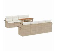 vidaXL Set Divano da Giardino 9 Pezzi di con Cuscini Beige in polirattan. Perfetto per Gli spazi Esterni, Offre Comfort e Stile per Rilassarsi e intrattenere. Mobili modulari Ideali per la Tua Terra