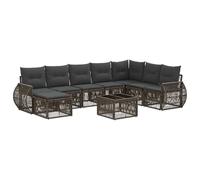 vidaXL Set divano da giardino 9 pezzi grigio e grigio scuro polyrattan, divano elegante, moderno, resistente alle intemperie, modulare, per Chiller Outdoor, giardino confortevole