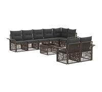vidaXL Set divano da giardino 9 pezzi grigio polyrattan, divano da giardino moderno, mobili da patio resistente, soggiorno esterno modulabile, lounge riconfigurabile