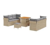 vidaXL Set Divano da Giardino 9 Pezzi in Polyrattan con Cuscini Beige - Arredo Sezionale per Esterni, Design da Terrazza, Lounge Estiva, Patio con Intreccio
