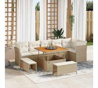 vidaXL Set Divano da Giardino 9 pz 6-Numero di posti beige e panna