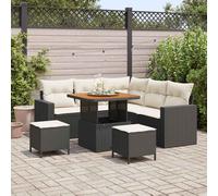 vidaXL Set Divano da Giardino 9 pz 6-Numero di posti Nero e Crema