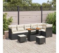vidaXL Set Divano da Giardino 9 pz 6-Numero di posti Nero e crema