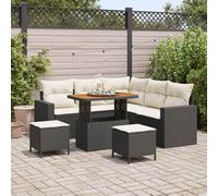 vidaXL Set Divano da Giardino 9 pz 6-Numero di posti Nero e Crema