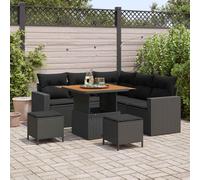 vidaXL Set Divano da Giardino 9 pz 6-Numero di posti Nero polyrattan