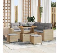 vidaXL Set Divano da Giardino 9 pz 6 posto Beige e Grigio Chiaro