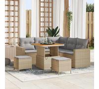 vidaXL Set Divano da Giardino 9 pz 6 posto Beige e Grigio Chiaro