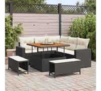 vidaXL Set Divano da Giardino 9 pz 6 posto Nero e Crema polyrattan